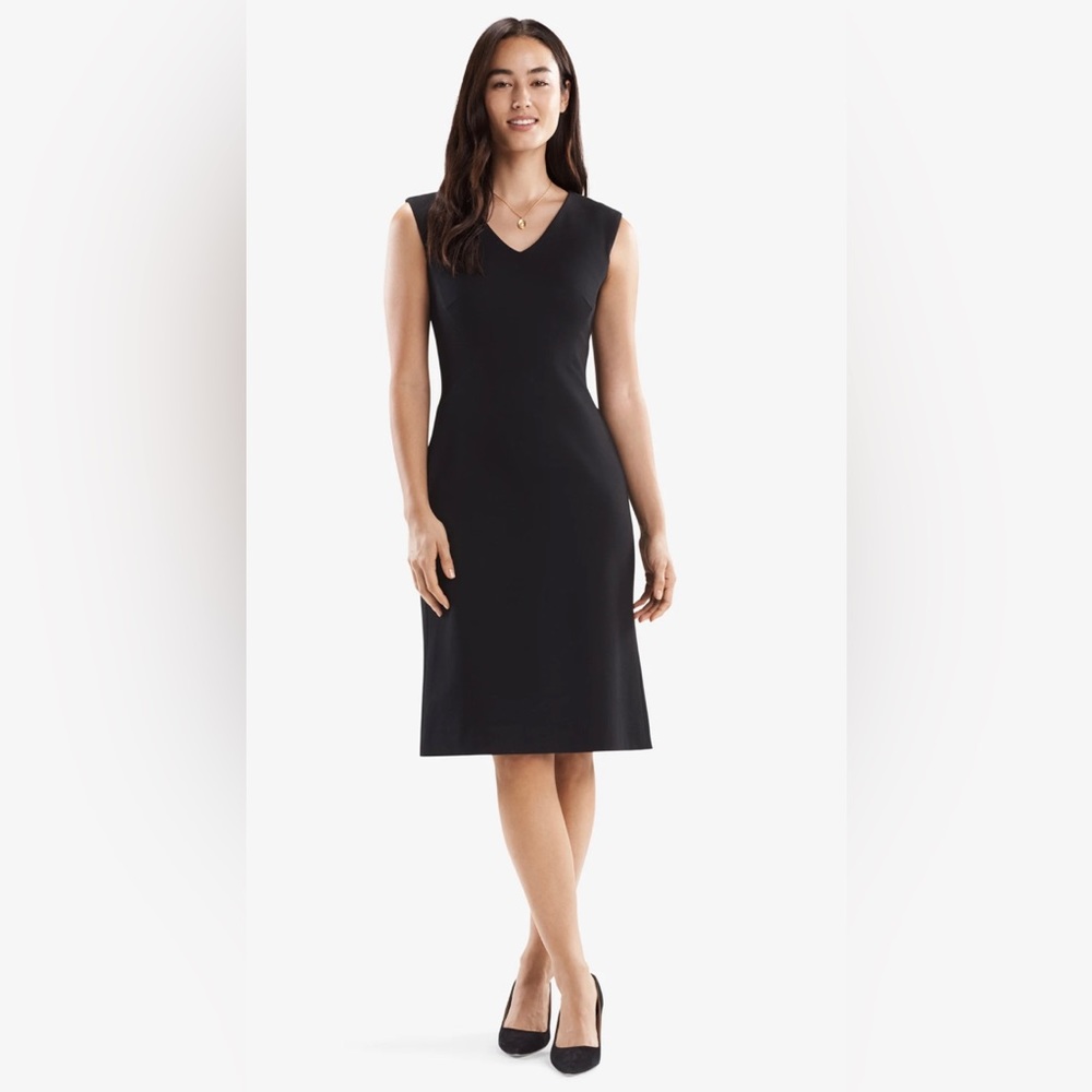 MM LaFleur - The Evelyn Dress - Textured Ponte - Size 8 - Black